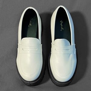 White Loafers with Thick Soles